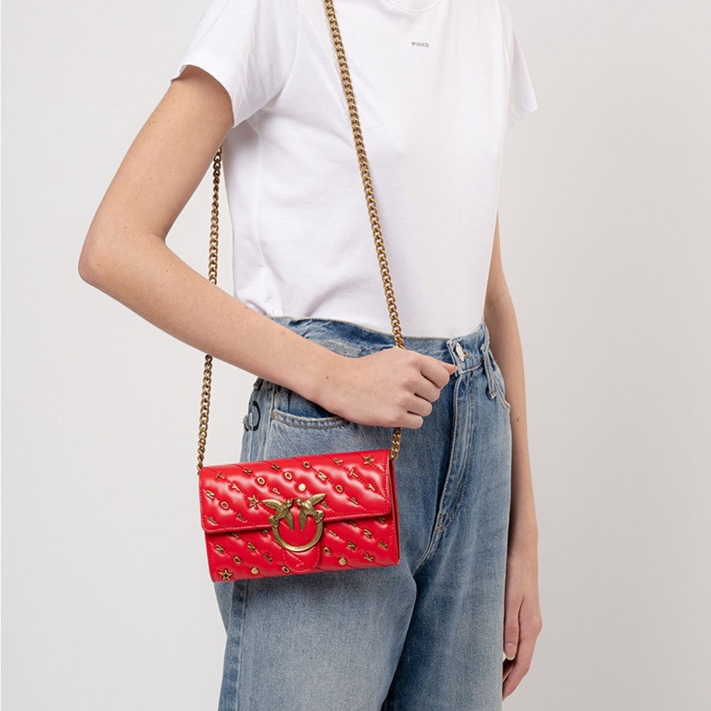 Pinko Love Wallet with Pins and Chain